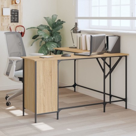 vidaXL Escritorio madera de ingeniería roble Sonoma 141x141x75 cm