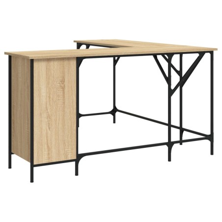 vidaXL Escritorio madera de ingeniería roble Sonoma 141x141x75 cm