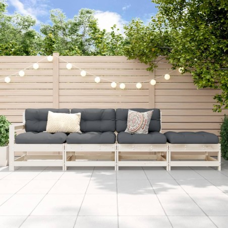vidaXL Juego de muebles de jardín 4 pzas madera maciza de pino blanco