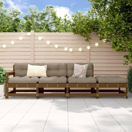 vidaXL Juego de muebles jardín 4 pzas madera maciza pino marrón miel