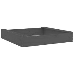 vidaXL Arenero con asientos cuadrado madera maciza de pino gris
