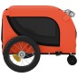 vidaXL Remolque de bicicleta mascotas hierro tela Oxford naranja negro
