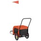 vidaXL Remolque de bicicleta mascotas hierro tela Oxford naranja negro