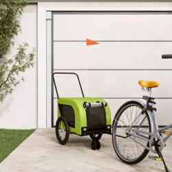 vidaXL Remolque de bicicleta mascotas hierro tela Oxford verde negro