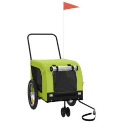 vidaXL Remolque de bicicleta mascotas hierro tela Oxford verde negro