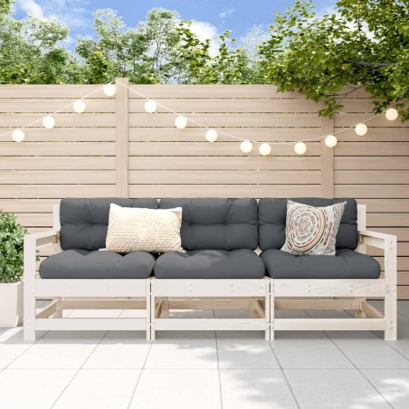 vidaXL Juego de muebles de jardín 3 pzas madera maciza de pino blanco