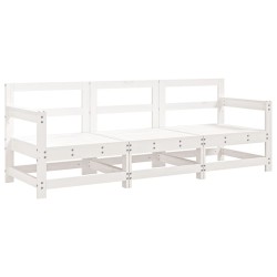 vidaXL Juego de muebles de jardín 3 pzas madera maciza de pino blanco