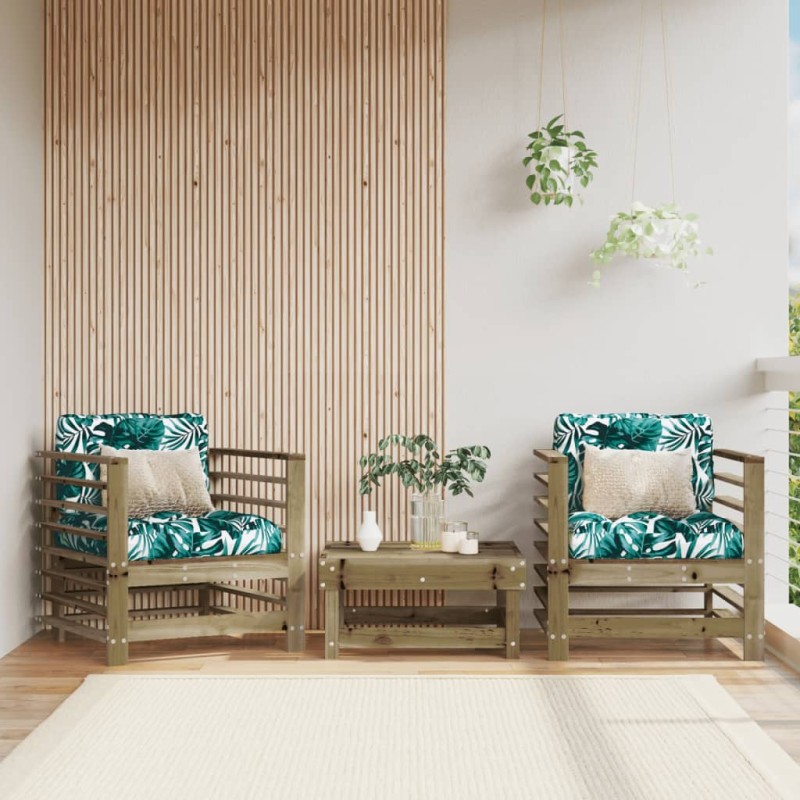 vidaXL Sillones de jardín 2 unidades madera impregnada de pino vidaXL Sillones de jardín 2 unidades madera impregnada de pino