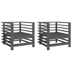 vidaXL Sillones de jardín 2 unidades madera maciza de pino gris