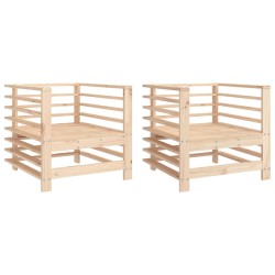 vidaXL Sillones de jardín 2 unidades madera maciza de pino