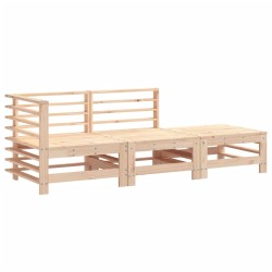 vidaXL Juego de muebles de jardín 3 piezas madera maciza de pino