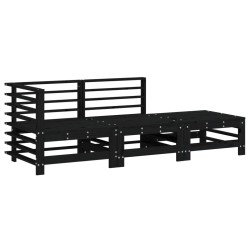 vidaXL Juego de muebles de jardín 3 pzas madera maciza de pino negro