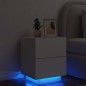vidaXL Mesita de noche con luces LED madera de ingeniería blanca vidaXL Mesita de noche con luces LED madera de ingeniería blanca
