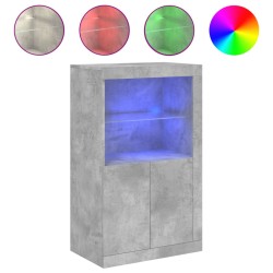 vidaXL Aparador con luces LED madera de ingeniería gris hormigón
