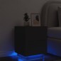 vidaXL Mesita de noche con luces LED madera de ingeniería negra vidaXL Mesita de noche con luces LED madera de ingeniería negra