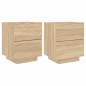 vidaXL Mesitas de noche luces LED 2 uds madera ingeniería roble Sonoma vidaXL Mesitas de noche luces LED 2 uds madera ingeniería roble Sonoma