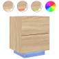 vidaXL Mesitas de noche luces LED 2 uds madera ingeniería roble Sonoma vidaXL Mesitas de noche luces LED 2 uds madera ingeniería roble Sonoma