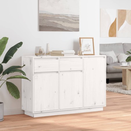 vidaXL Aparador de madera maciza de pino blanco 110x34x75 cm