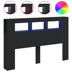 vidaXL Cabecero con LED madera de ingeniería negro 160x18,5x103,5 cm