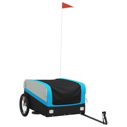vidaXL Remolque para bicicleta hierro negro y azul 45 kg