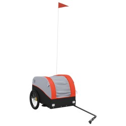 vidaXL Remolque para bicicleta hierro negro y naranja 30 kg