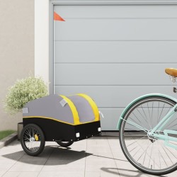 vidaXL Remolque para bicicleta hierro negro y amarillo 30 kg