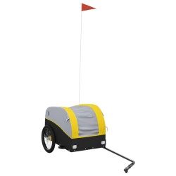 vidaXL Remolque para bicicleta hierro negro y amarillo 30 kg