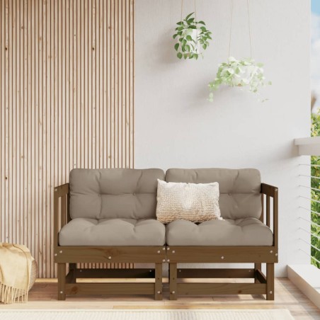 vidaXL Sofás de esquina de jardín 2 uds madera maciza pino marrón miel