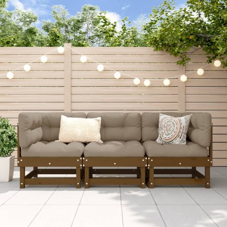 vidaXL Juego de muebles jardín 3 pzas madera maciza pino marrón miel