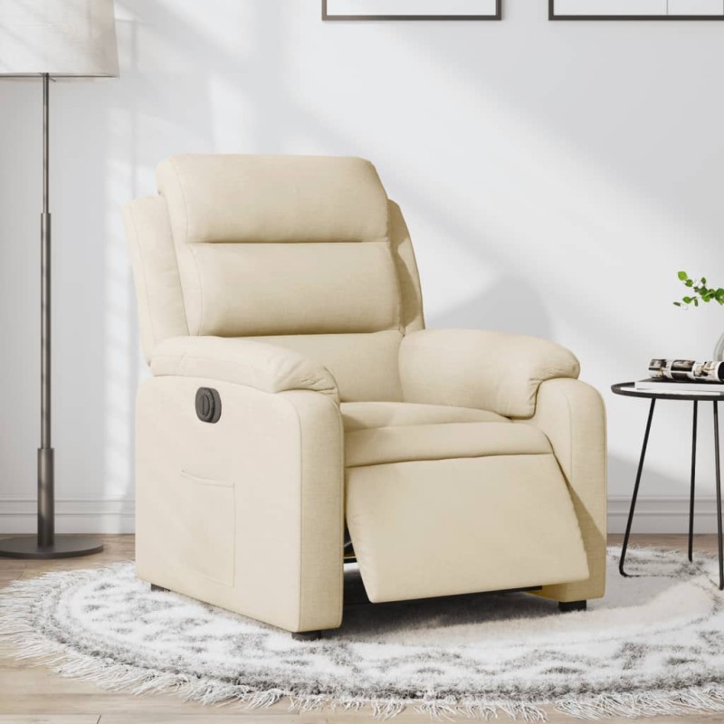 vidaXL Sillón reclinable eléctrico de tela crema vidaXL Sillón reclinable eléctrico de tela crema