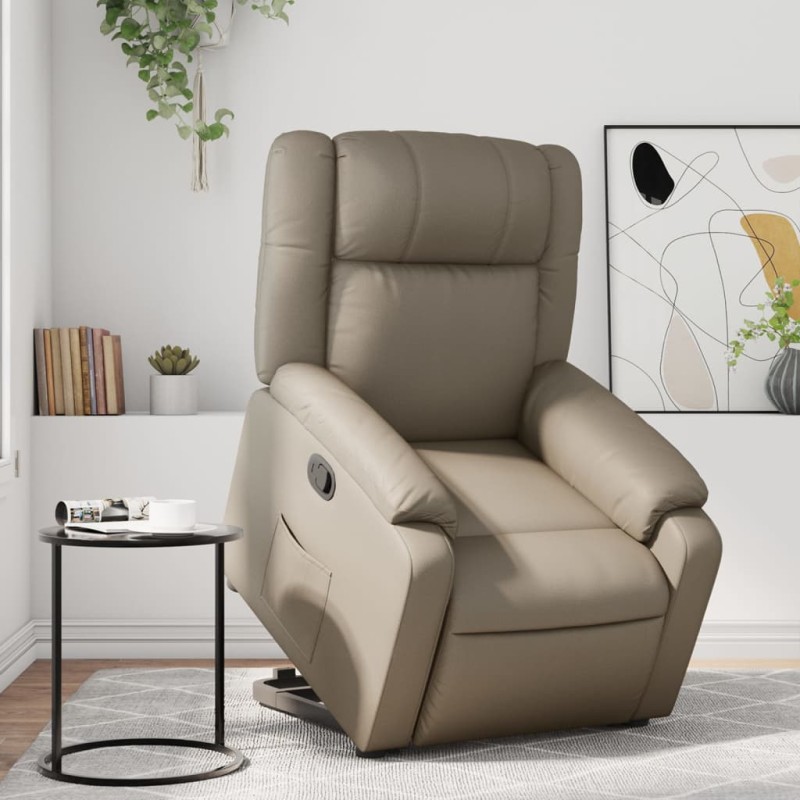 vidaXL Sillón reclinable elevable cuero artificial color capuchino vidaXL Sillón reclinable elevable cuero artificial color capuchino