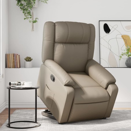 vidaXL Sillón reclinable elevable cuero artificial color capuchino