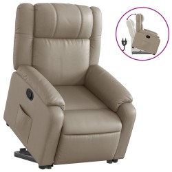 vidaXL Sillón reclinable elevable cuero artificial color capuchino