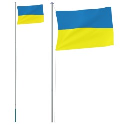 vidaXL Mástil y bandera de Ucrania aluminio 6,23 m
