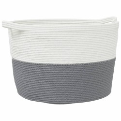 vidaXL Cesta para ropa sucia algodón gris y blanco Ø60x36 cm