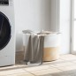 vidaXL Cesta para ropa sucia algodón beige y blanco Ø55x36 cm vidaXL Cesta para ropa sucia algodón beige y blanco Ø55x36 cm