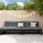 vidaXL Sofás centrales de jardín 2 uds madera de pino negro 120x80 cm