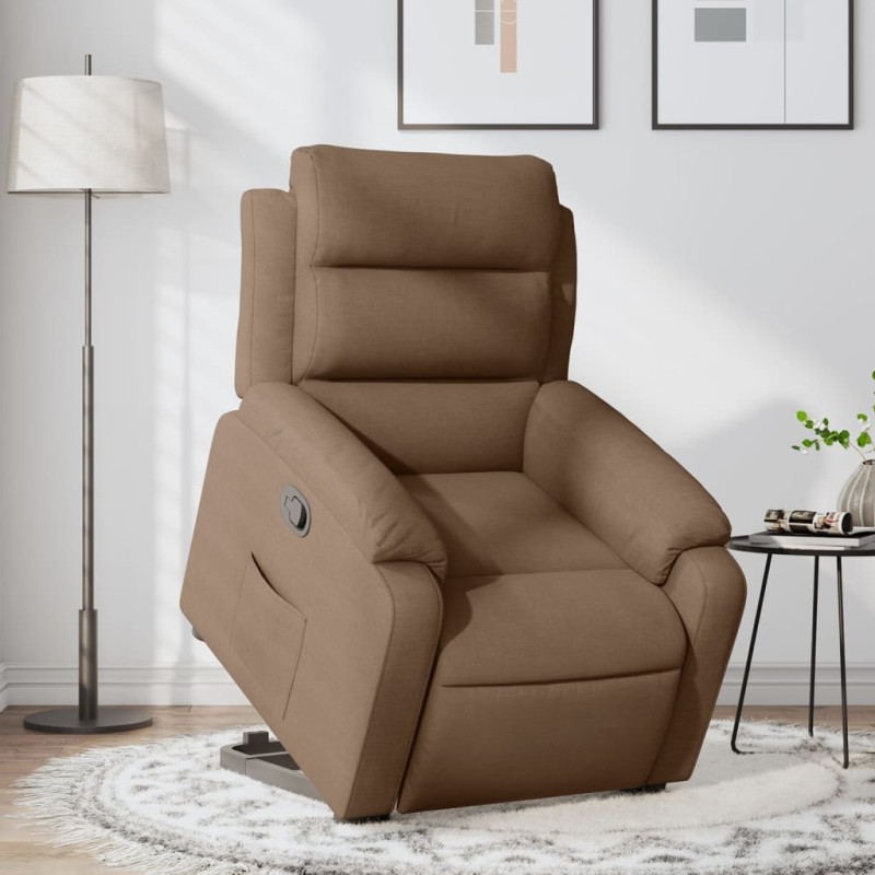 vidaXL Sillón reclinable elevable de tela marrón vidaXL Sillón reclinable elevable de tela marrón