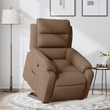 vidaXL Sillón reclinable elevable de tela marrón