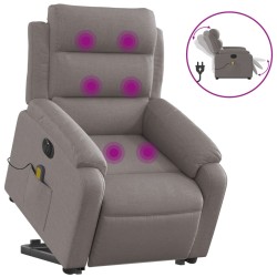 vidaXL Sillón de masaje eléctrico reclinable elevable tela taupé