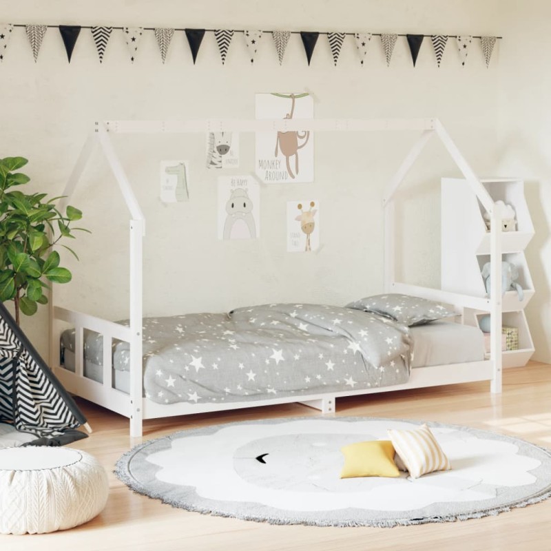 vidaXL Estructura de cama para niños madera de pino blanco 90x200 cm vidaXL Estructura de cama para niños madera de pino blanco 90x200 cm