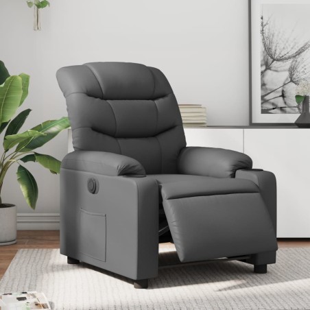 vidaXL Sillón reclinable eléctrico de cuero sintético gris