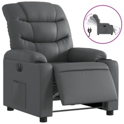 vidaXL Sillón reclinable eléctrico de cuero sintético gris