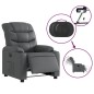 vidaXL Sillón reclinable eléctrico de cuero sintético gris vidaXL Sillón reclinable eléctrico de cuero sintético gris