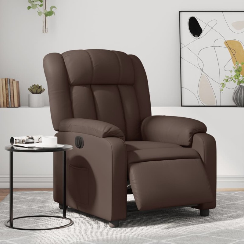 vidaXL Sillón reclinable eléctrico de cuero sintético marrón