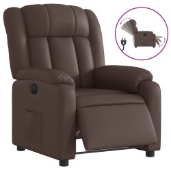 vidaXL Sillón reclinable eléctrico de cuero sintético marrón