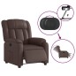 vidaXL Sillón reclinable eléctrico de cuero sintético marrón