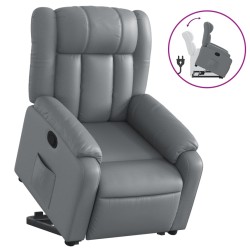 vidaXL Sillón reclinable elevable cuero artificial gris