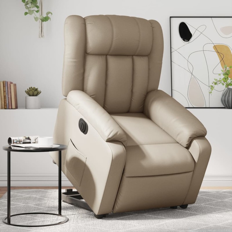 vidaXL Sillón elevable eléctrico cuero artificial capuchino vidaXL Sillón elevable eléctrico cuero artificial capuchino