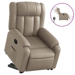 vidaXL Sillón elevable eléctrico cuero artificial capuchino